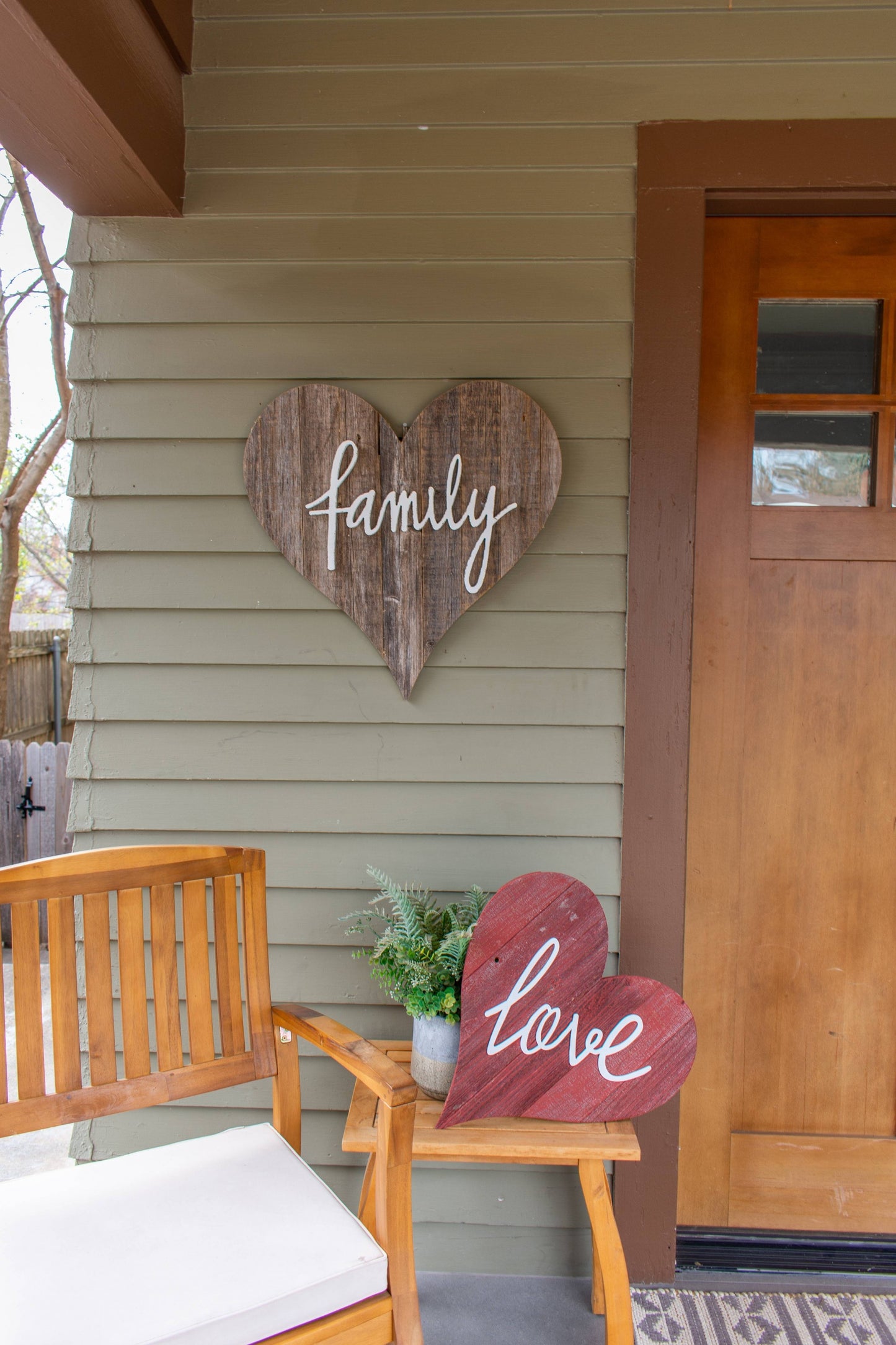 24" Rustic Farmhouse Red Large Wooden Heart