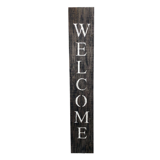 5' Rustic Black And White Front Porch Welcome Sign