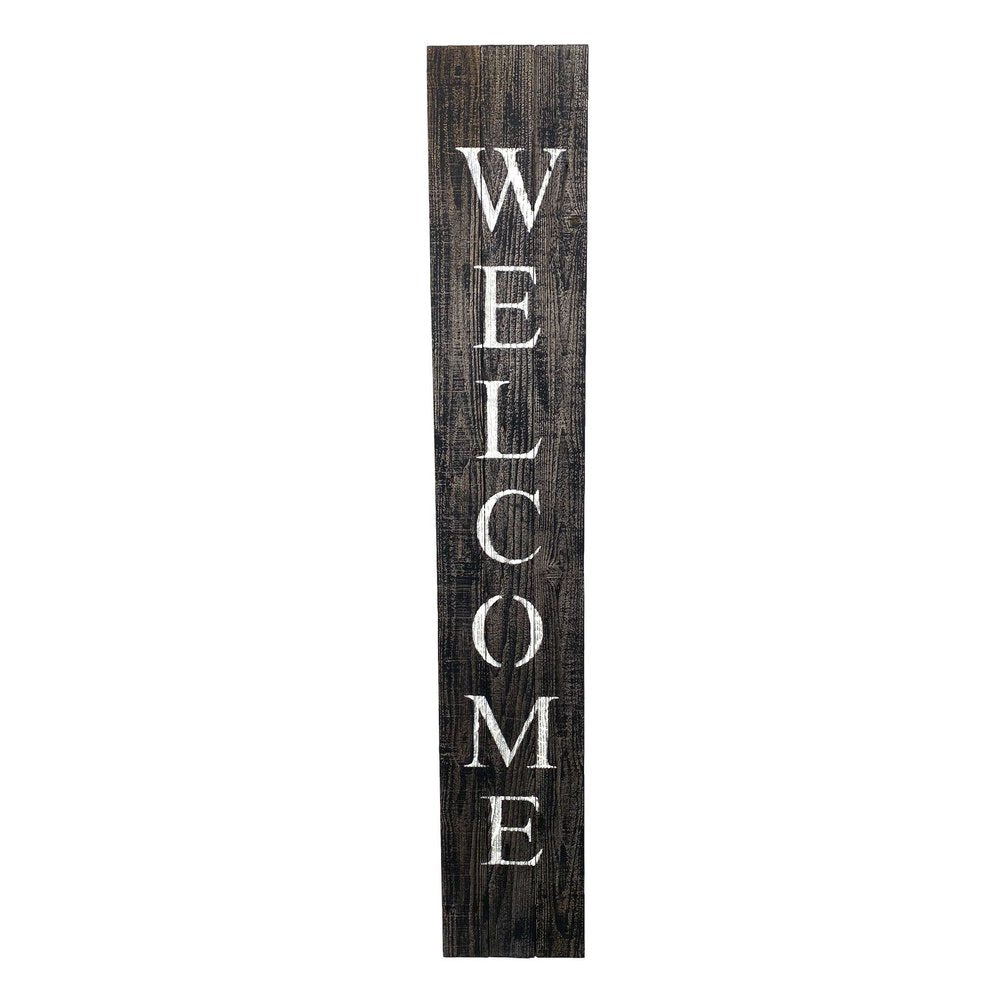5' Rustic Black And White Front Porch Welcome Sign HomeRoots