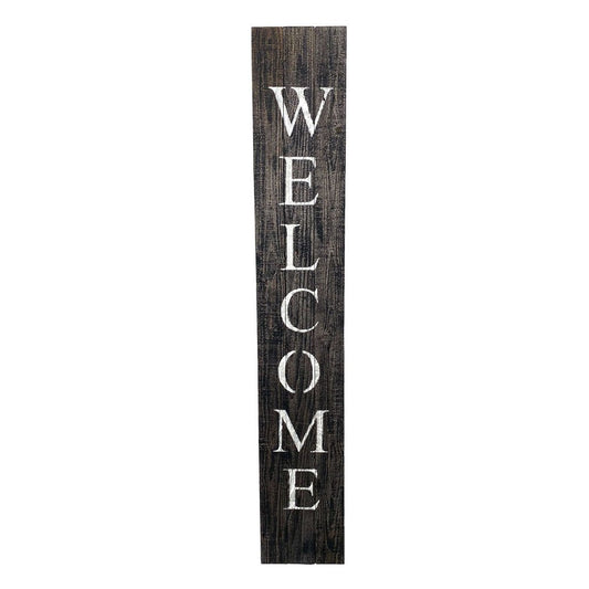 5' Rustic Black And White Front Porch Welcome Sign HomeRoots