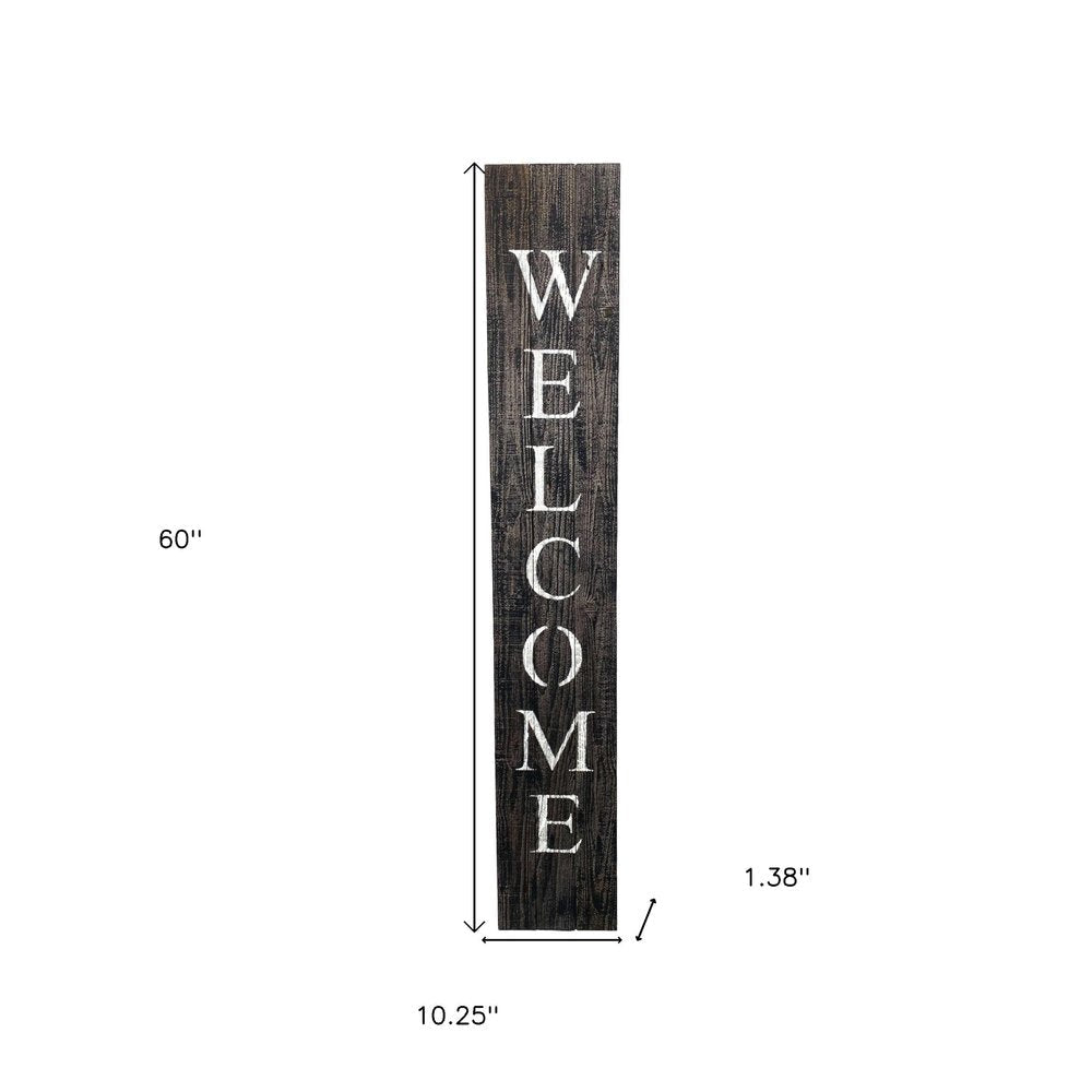 5' Rustic Black And White Front Porch Welcome Sign HomeRoots