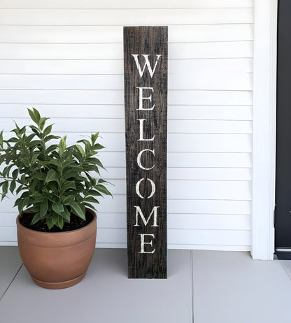 5' Rustic Black And White Front Porch Welcome Sign HomeRoots