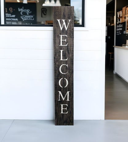 5' Rustic Black And White Front Porch Welcome Sign HomeRoots