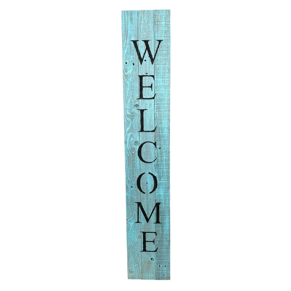 5' Rustic Light Aqua Blue Front Porch Welcome Sign HomeRoots