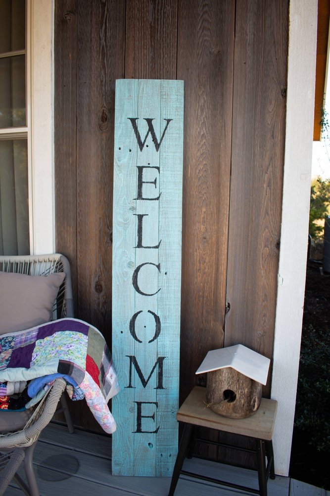 5' Rustic Light Aqua Blue Front Porch Welcome Sign HomeRoots