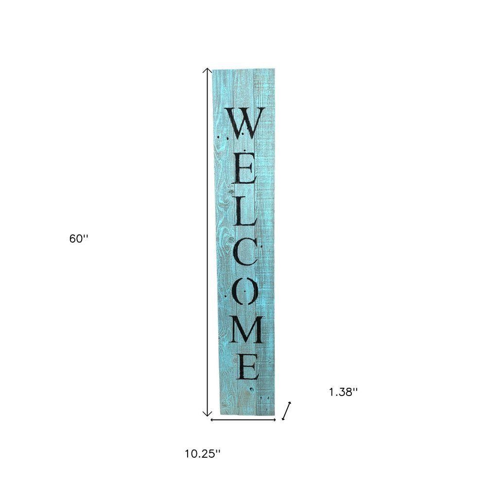 5' Rustic Light Aqua Blue Front Porch Welcome Sign HomeRoots