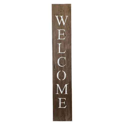5' Rustic Espresso Brown And White Front Porch Welcome Sign HomeRoots