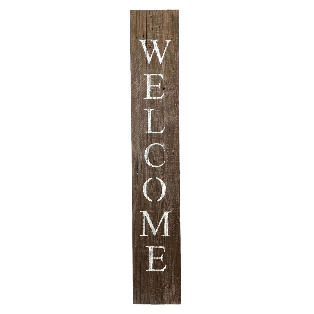 5' Rustic Espresso Brown And White Front Porch Welcome Sign — view 1