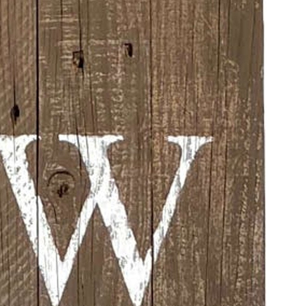 5' Rustic Espresso Brown And White Front Porch Welcome Sign — view 3