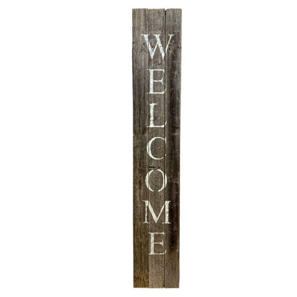 5' Rustic Dark Gray and White Wood Porch Welcome Sign HomeRoots