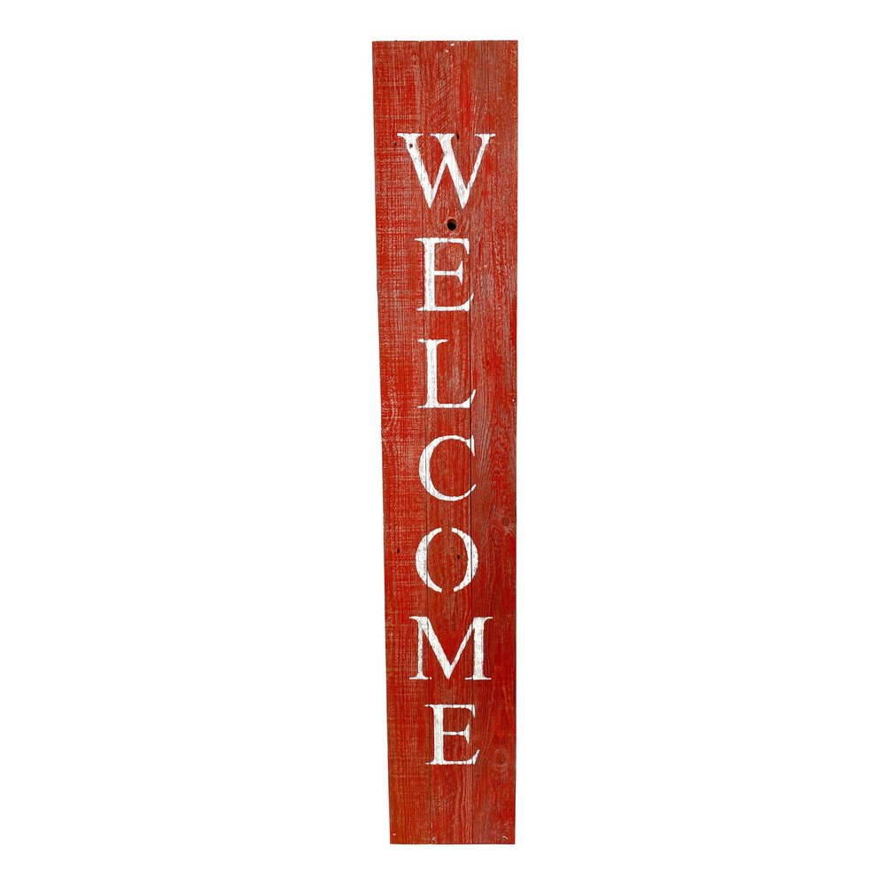 5" Rustic Red And White Front Porch Welcome Sign HomeRoots