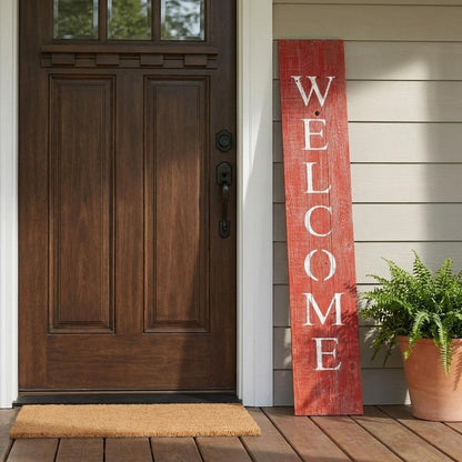 5" Rustic Red And White Front Porch Welcome Sign HomeRoots