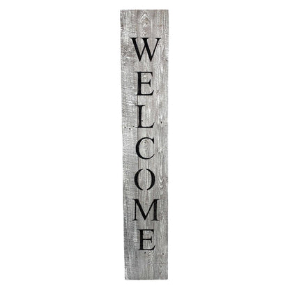 60" Whitewash And Black Solid Wood Welcome Porch Sign HomeRoots