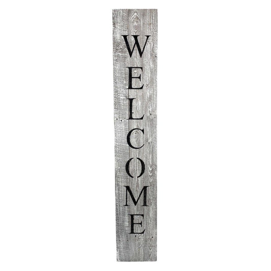 60" Whitewash And Black Solid Wood Welcome Porch Sign HomeRoots