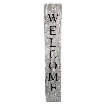 60" Whitewash And Black Solid Wood Welcome Porch Sign HomeRoots