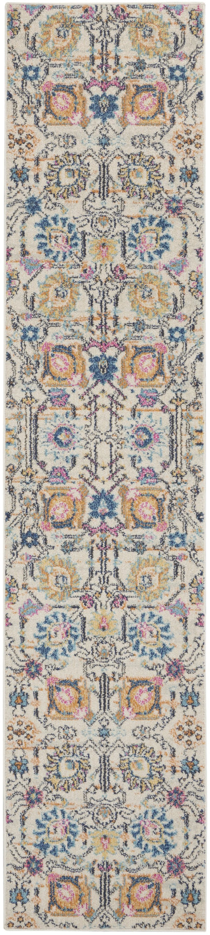 2' X 3' Orange And Ivory Floral Power Loom Area Rug