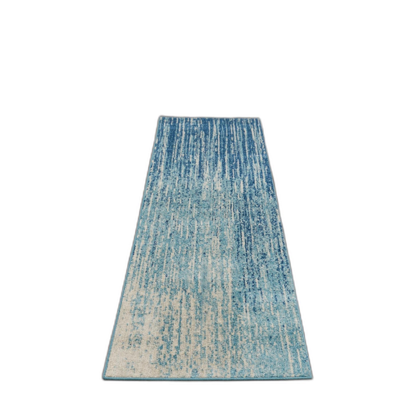 10' Ivory And Blue Abstract Power Loom Runner Rug - 32.0" (L) x 120.0" (W) x 0.6" (H)