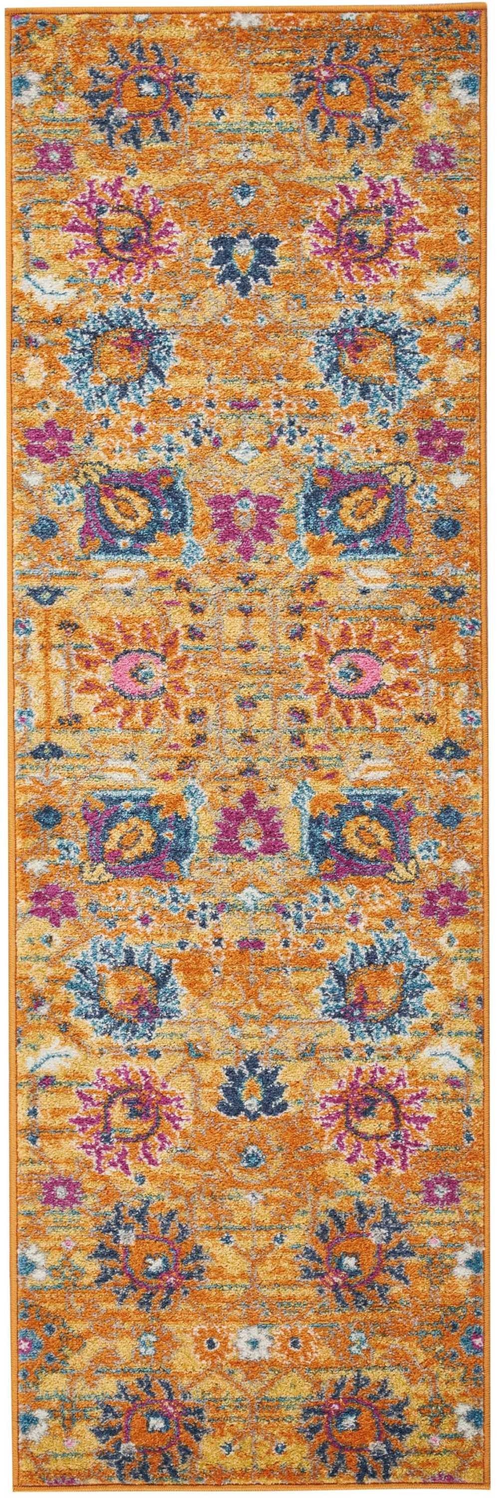 8' Sunset Floral Power Loom Runner Rug