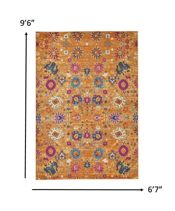 8' Sunset Floral Power Loom Runner Rug