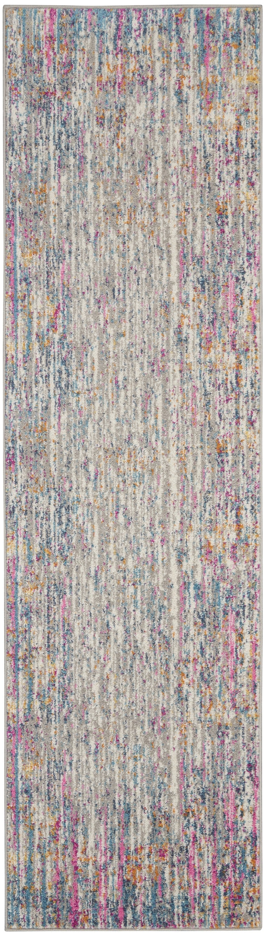 2' X 3' Pink And Ivory Abstract Power Loom Area Rug