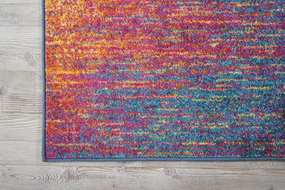 5' X 7' Blue And Pink Abstract Power Loom Area Rug