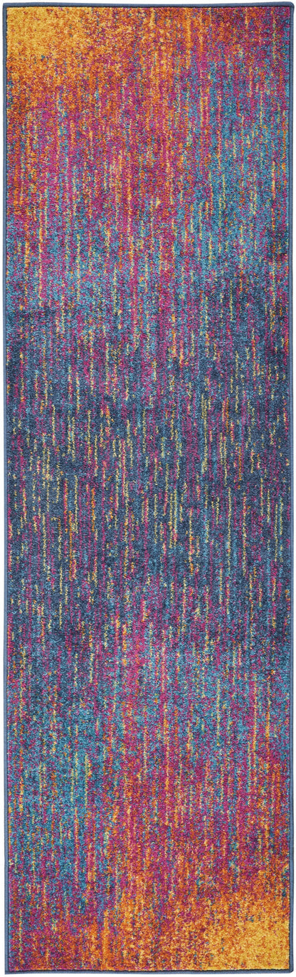 5' X 7' Blue And Pink Abstract Power Loom Area Rug