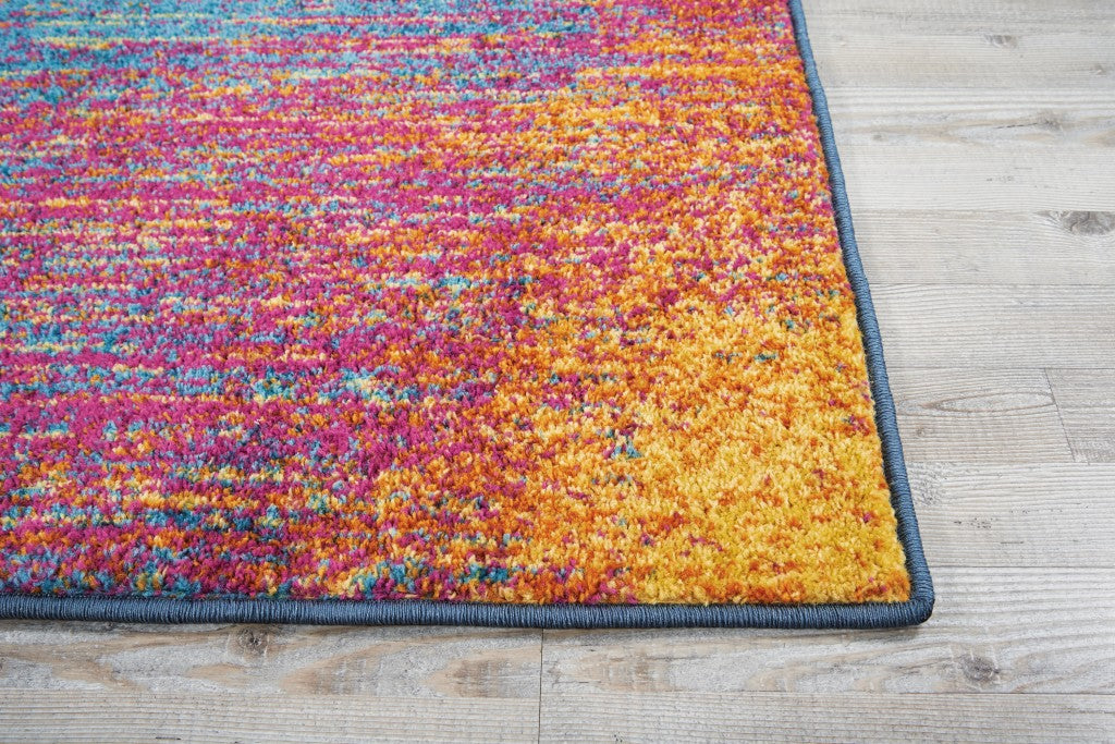 5' X 7' Blue And Pink Abstract Power Loom Area Rug