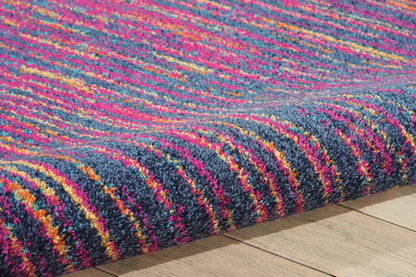 5' X 7' Blue And Pink Abstract Power Loom Area Rug