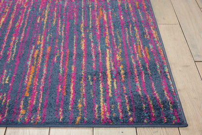 5' X 7' Blue And Pink Abstract Power Loom Area Rug