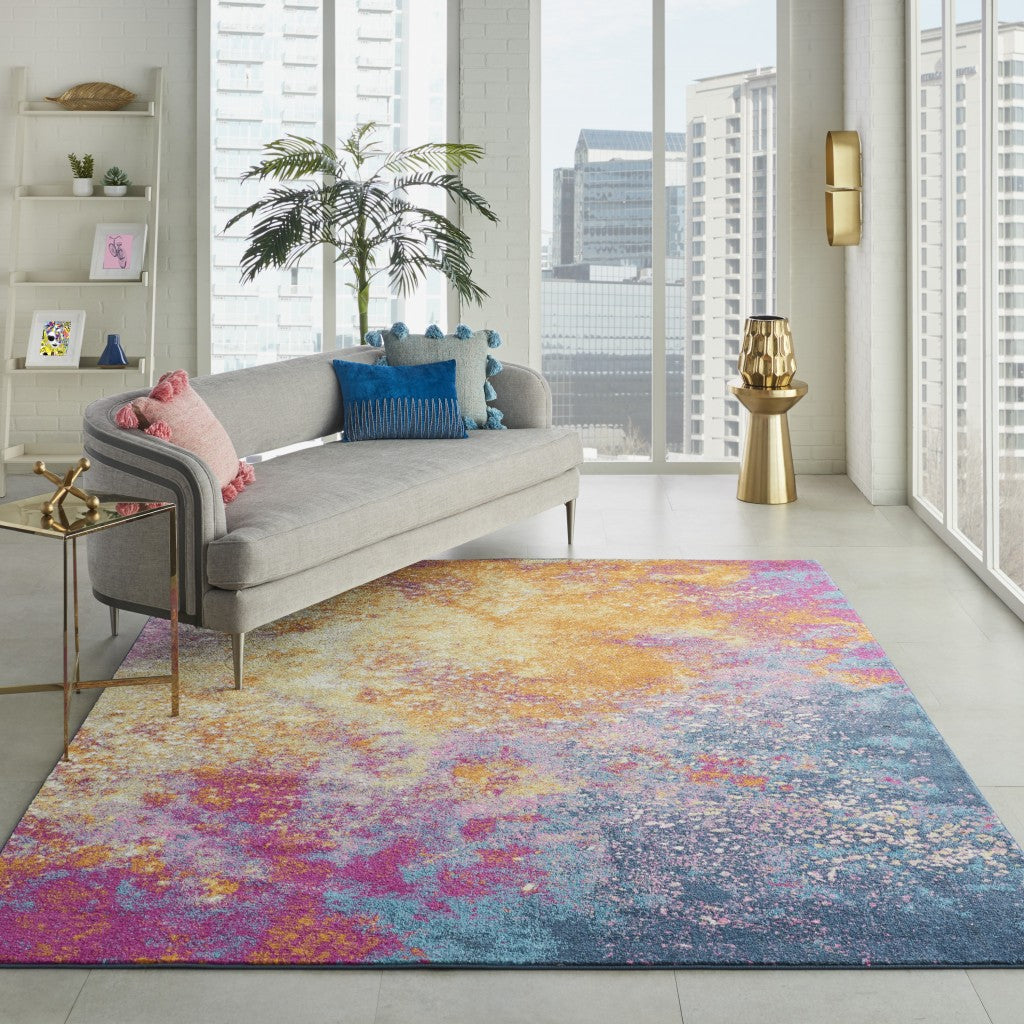 10' Sunset Abstract Power Loom Runner Rug