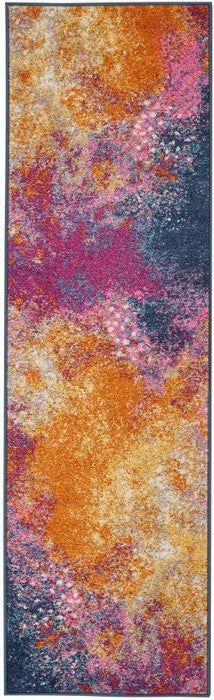 10' Sunset Abstract Power Loom Runner Rug