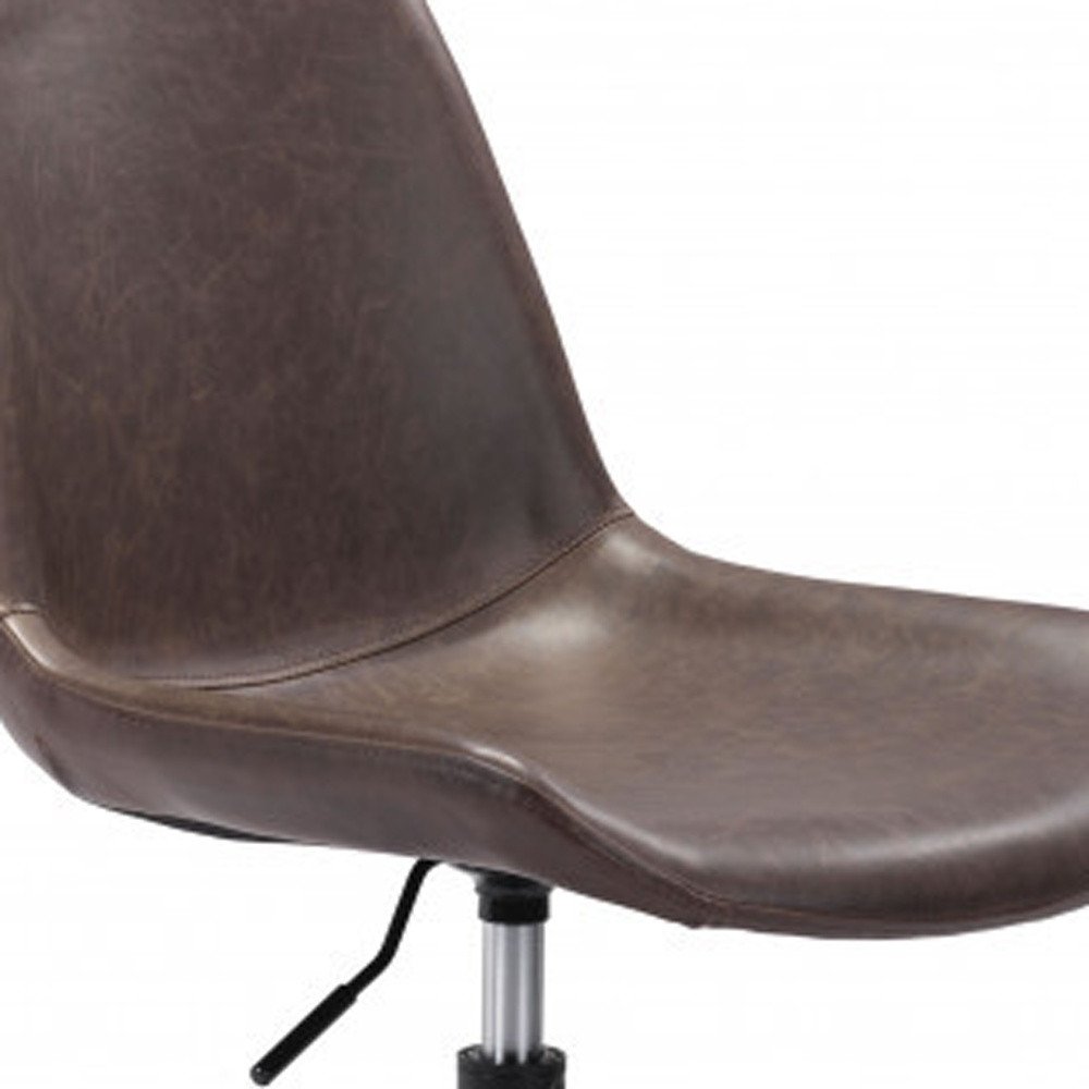 Brown and Black Adjustable Swivel Faux Leather Rolling Office Chair — view 1