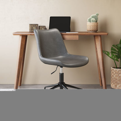 Gray and Black Adjustable Swivel Faux Leather Rolling Office Chair HomeRoots