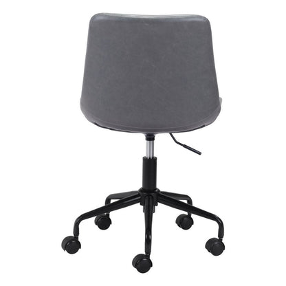 Gray and Black Adjustable Swivel Faux Leather Rolling Office Chair HomeRoots