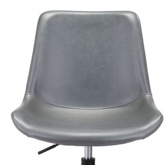 Gray and Black Adjustable Swivel Faux Leather Rolling Office Chair HomeRoots