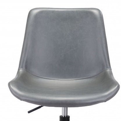 Gray and Black Adjustable Swivel Faux Leather Rolling Office Chair HomeRoots