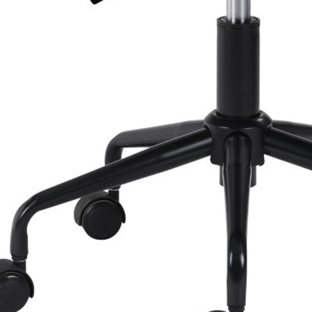 White and Black Adjustable Swivel Faux Leather Rolling Office Chair HomeRoots