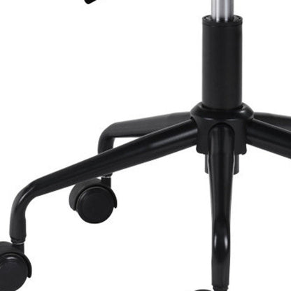 White and Black Adjustable Swivel Faux Leather Rolling Office Chair HomeRoots
