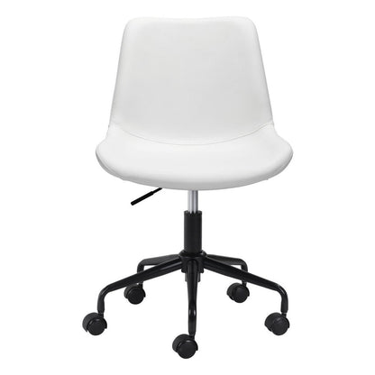 White and Black Adjustable Swivel Faux Leather Rolling Office Chair HomeRoots