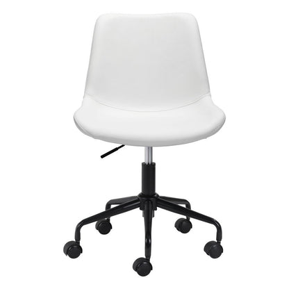 White and Black Adjustable Swivel Faux Leather Rolling Office Chair HomeRoots
