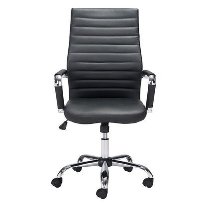 Silver and Black Adjustable Swivel Faux Leather Rolling Conference Office Chair HomeRoots
