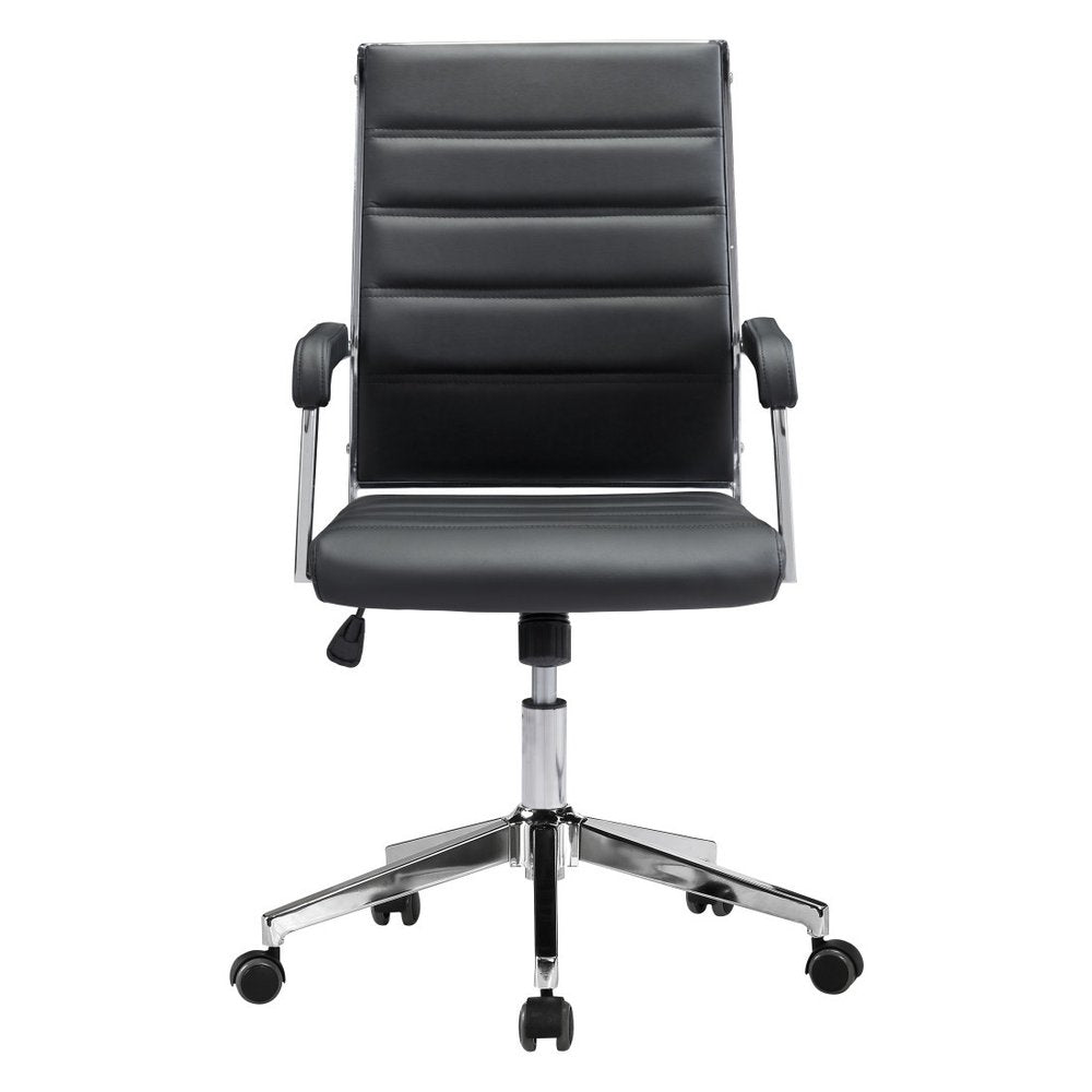 Silver and Black Adjustable Swivel Faux Leather Rolling Conference Office Chair HomeRoots
