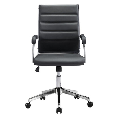 Silver and Black Adjustable Swivel Faux Leather Rolling Conference Office Chair HomeRoots