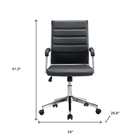 Silver and Black Adjustable Swivel Faux Leather Rolling Conference Office Chair HomeRoots