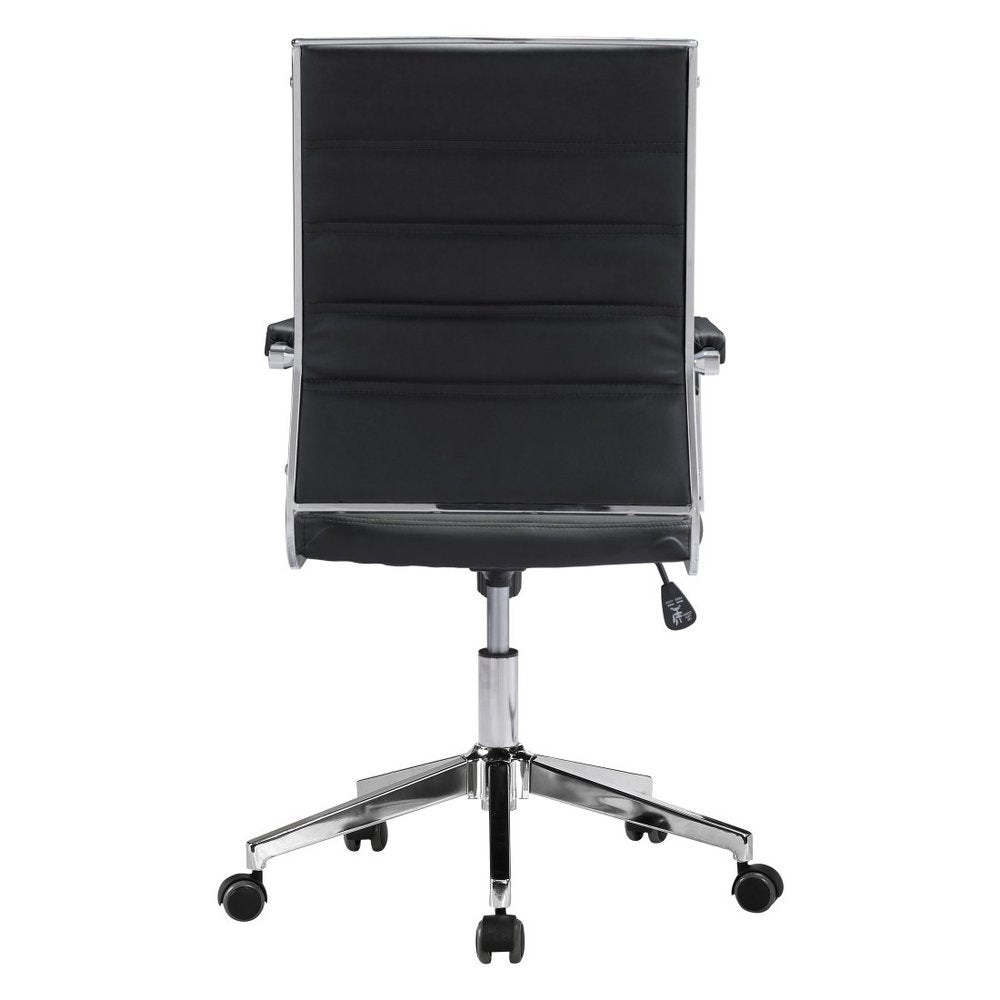 Silver and Black Adjustable Swivel Faux Leather Rolling Conference Office Chair HomeRoots