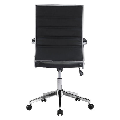 Silver and Black Adjustable Swivel Faux Leather Rolling Conference Office Chair HomeRoots