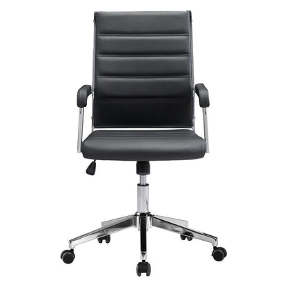 Silver and Black Adjustable Swivel Faux Leather Rolling Conference Office Chair HomeRoots