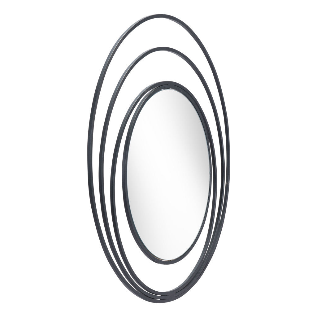 32" Black Oval Steel Framed Accent Mirror