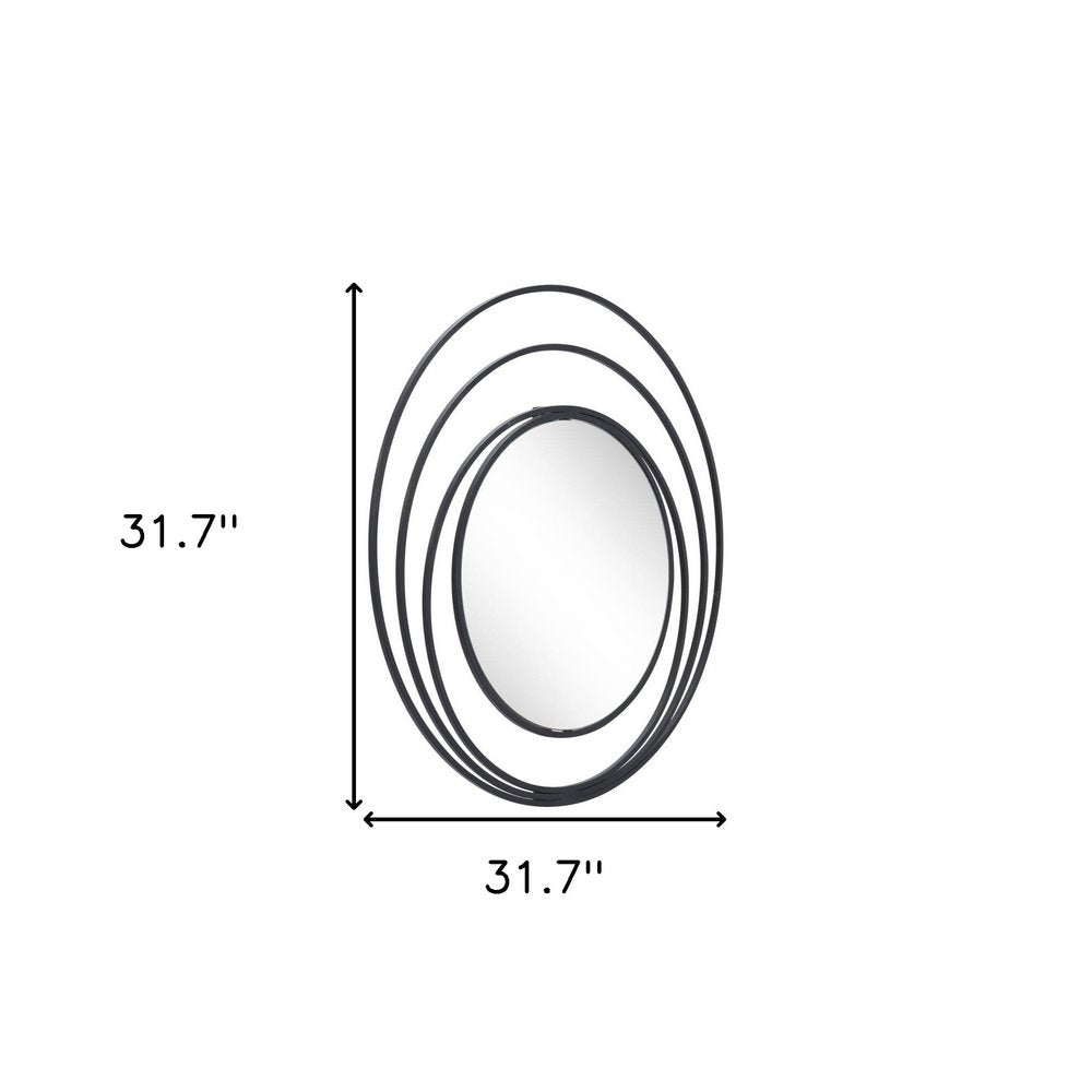 32" Black Oval Steel Framed Accent Mirror HomeRoots