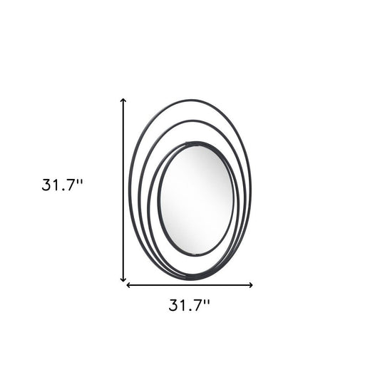 32" Black Oval Steel Framed Accent Mirror HomeRoots